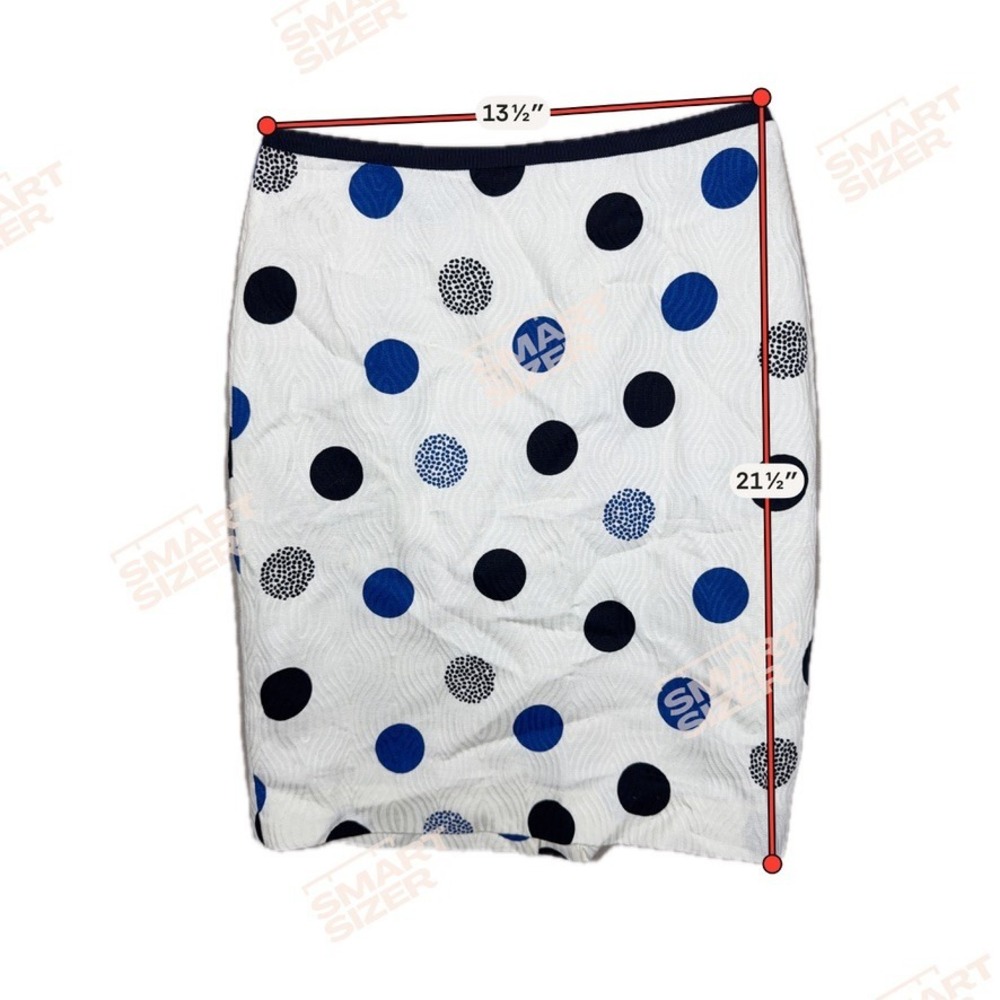 Talbots Polka Dot Pencil Skirt Navy‎ Blue White Knee Preppy Career Office - Picture 2 of 4